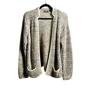 Vintage Women’s 1980s Tan Sweater Coat Cardigan Open Front Pockets- Size Medium